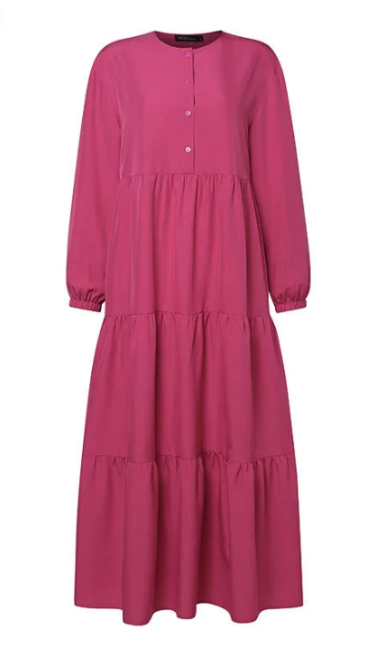 Flowy O Neck Maxi Dress