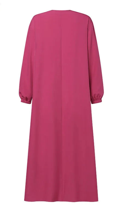 Flowy O Neck Maxi Dress