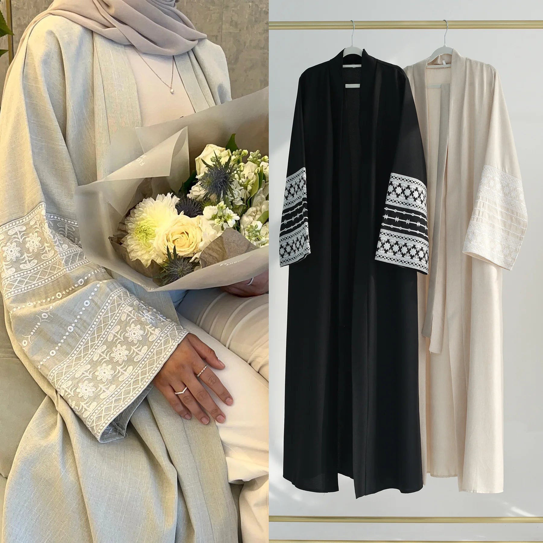 The Luxe Embroidery Kimono Abaya