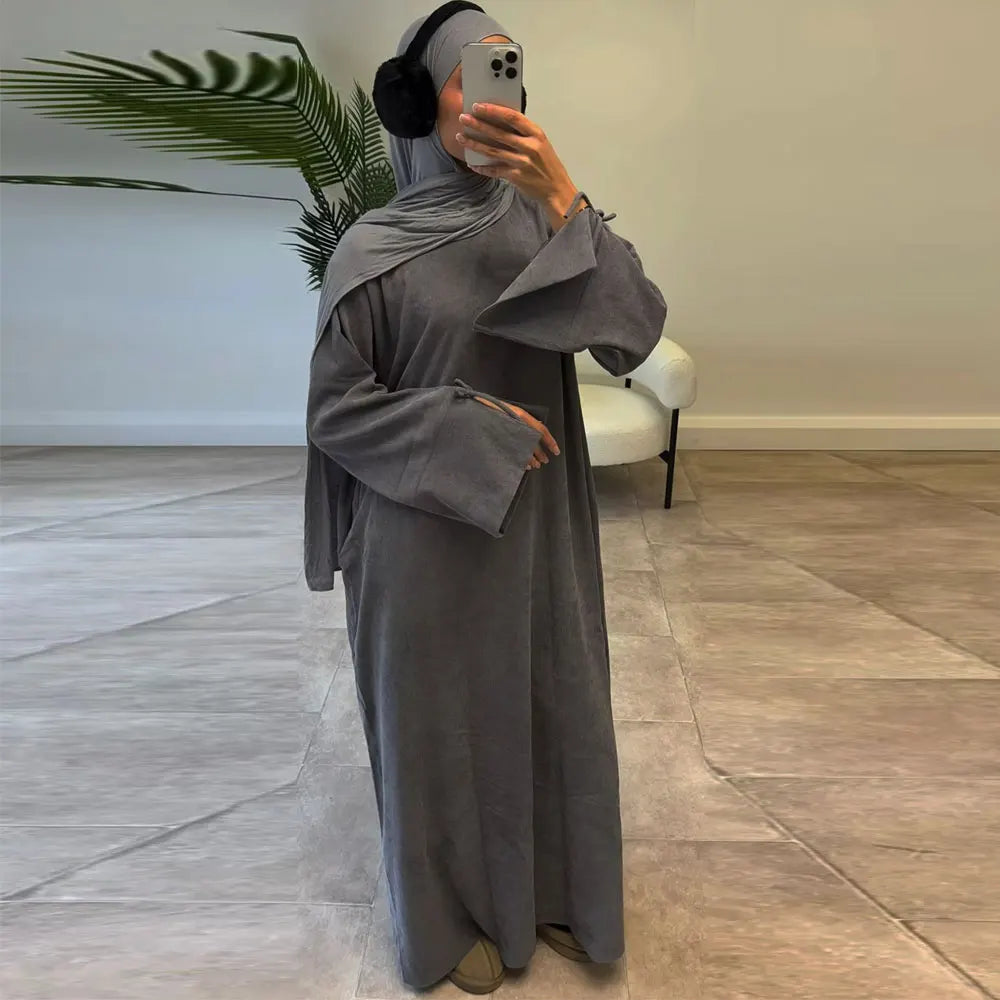 Velvet Dusk Corduroy Abaya Dress