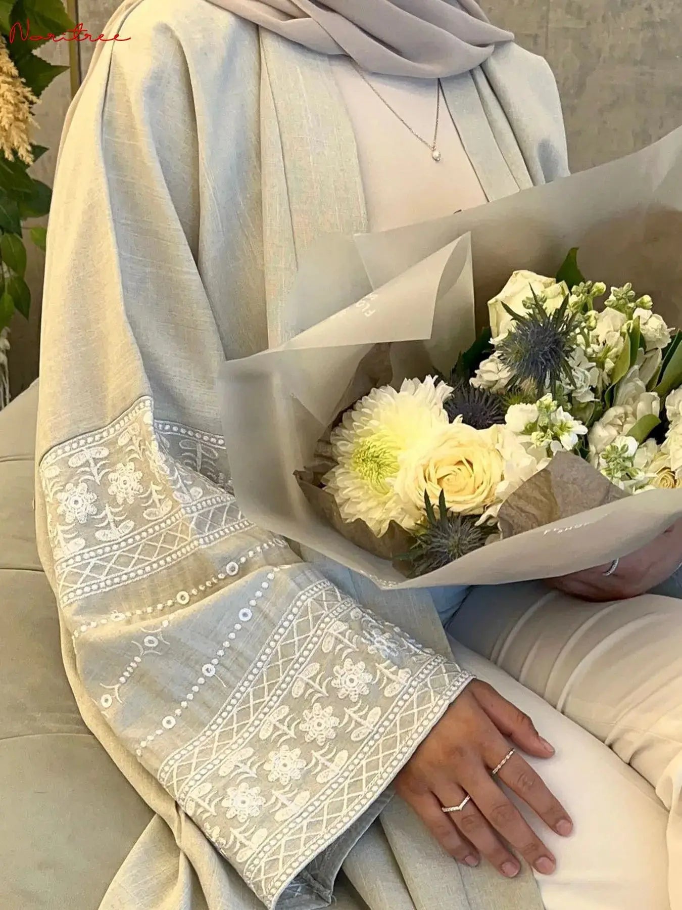 The Luxe Embroidery Kimono Abaya
