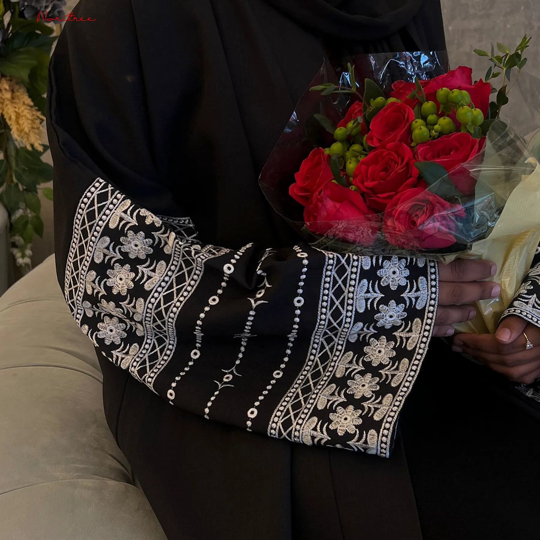 The Luxe Embroidery Kimono Abaya